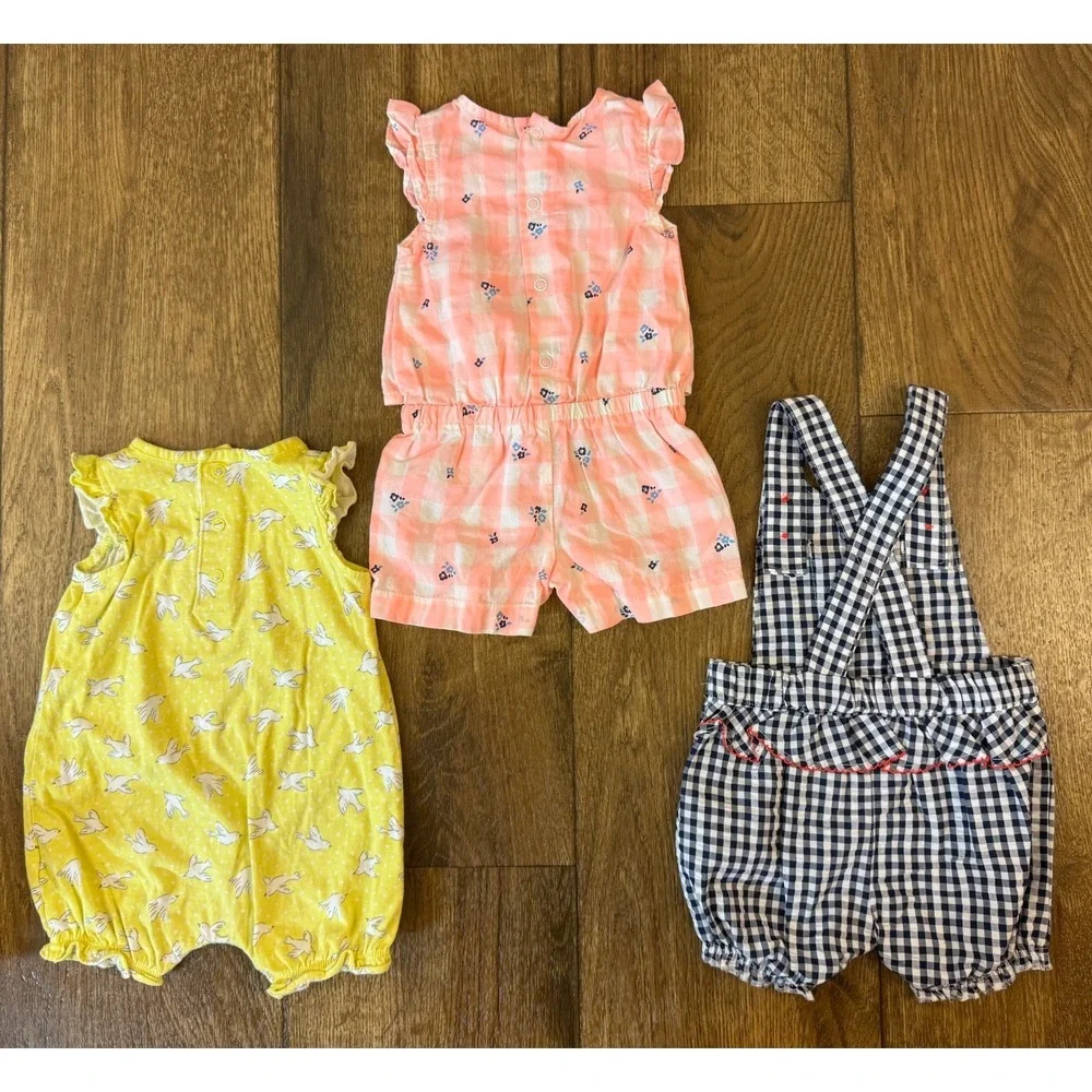 Carter's Baby Girl Clothes Lot Rompers 3 Months Outfits Summer Shorts‎ Overalls